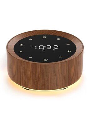 Wood White Noise Machine Alarm Clock Night Light Sleep Sound Machine Nursery